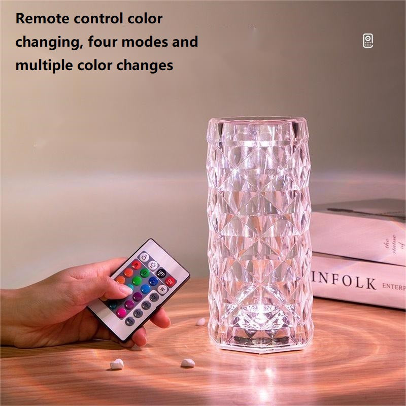 Crystal Rose LED Lamp — Touch Control Colour Changing Light