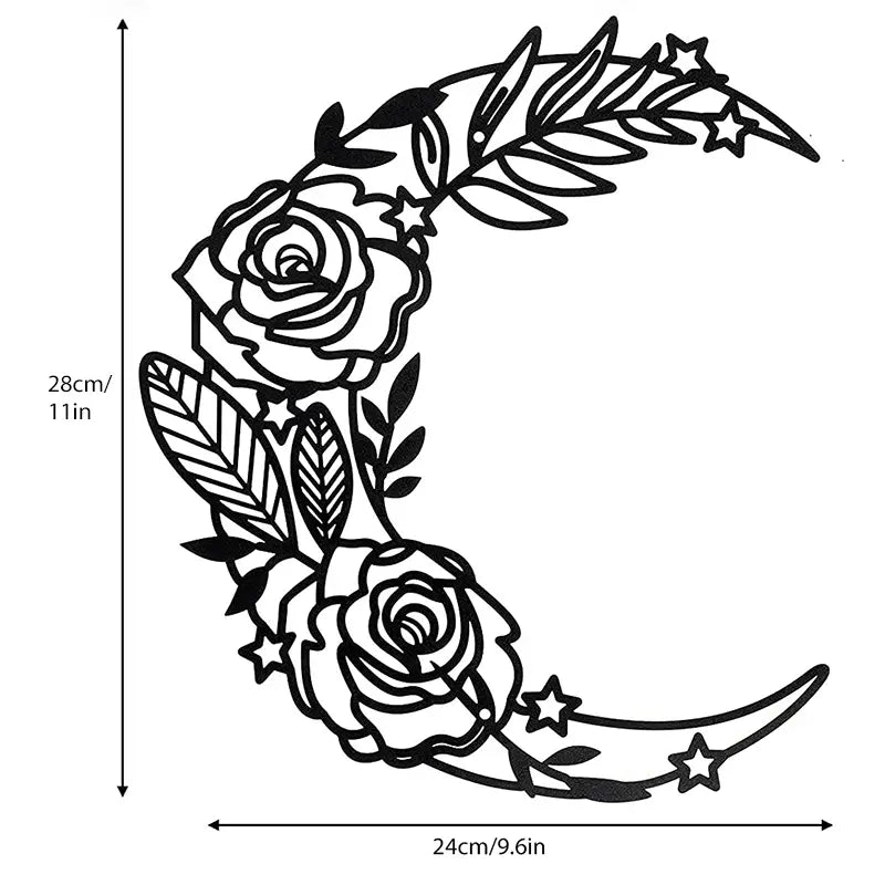 Boho Moon Phase Metal Wall Art — Celestial Home Decor