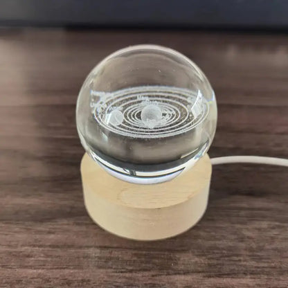 3D Solar System Crystal Ball — LED Illuminated Desk Ornament