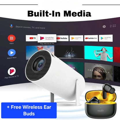 CineDream HD Smart Projector — Portable Home Cinema with Free Wireless Earbuds