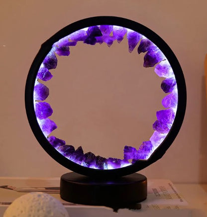 Crystal Gemstone LED Lamp — Amethyst, Rose Quartz & More