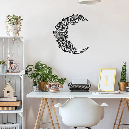 Boho Moon Phase Metal Wall Art — Celestial Home Decor