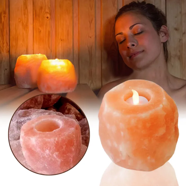 Himalayan Salt Candle Holder — Hand-Carved Natural Rock Salt