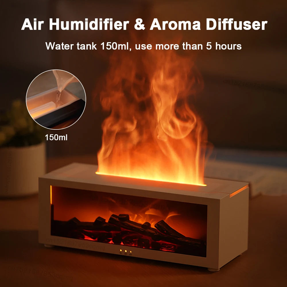 FlameScape Smart Humidifier & Essential Oil Diffuser – Realistic LED Fireplace Ambiance