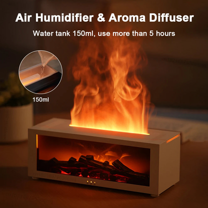 FlameScape Smart Humidifier & Essential Oil Diffuser – Realistic LED Fireplace Ambiance