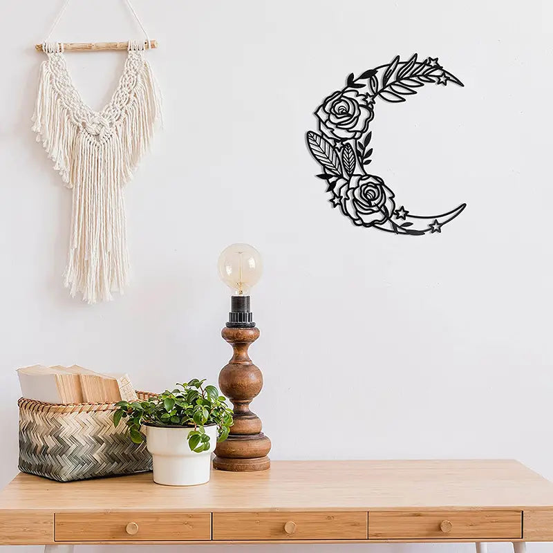 Boho Moon Phase Metal Wall Art — Celestial Home Decor