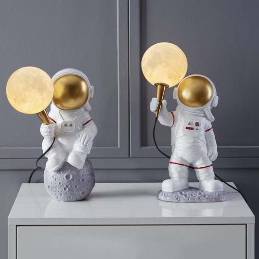 Astronaut Resin Table Lamp — Large Statement Light with 3-Colour LED