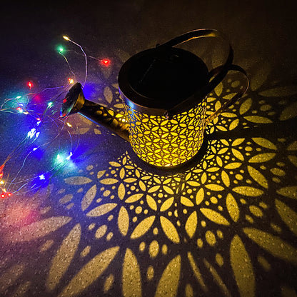 Solar Garden Kettle Lamp - Wrought Iron Outdoor Lighting