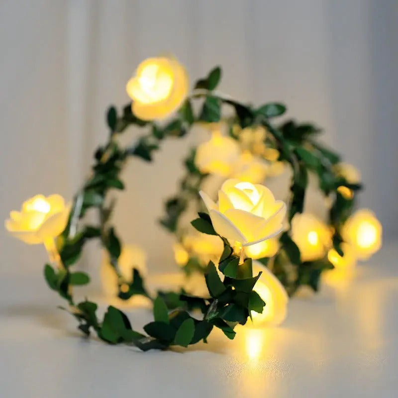 LED Rose Rattan String Lights — Warm Ambient Room Decor