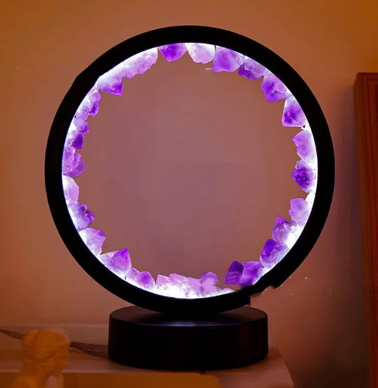 Crystal Gemstone LED Lamp — Amethyst, Rose Quartz & More