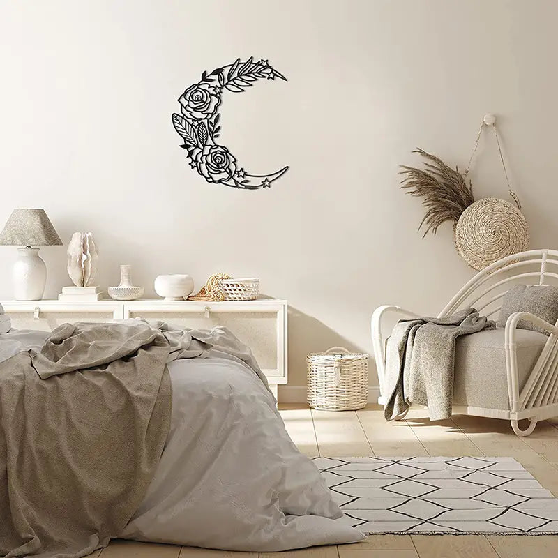 Boho Moon Phase Metal Wall Art — Celestial Home Decor