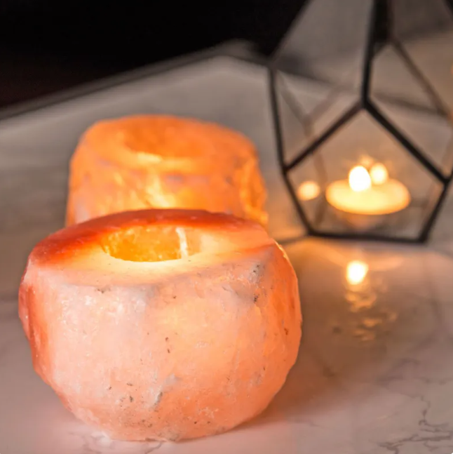 Himalayan Salt Candle Holder — Hand-Carved Natural Rock Salt