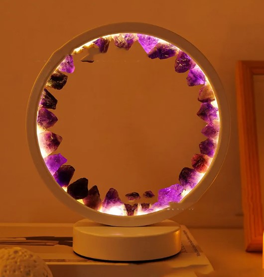 Crystal Gemstone LED Lamp — Amethyst, Rose Quartz & More