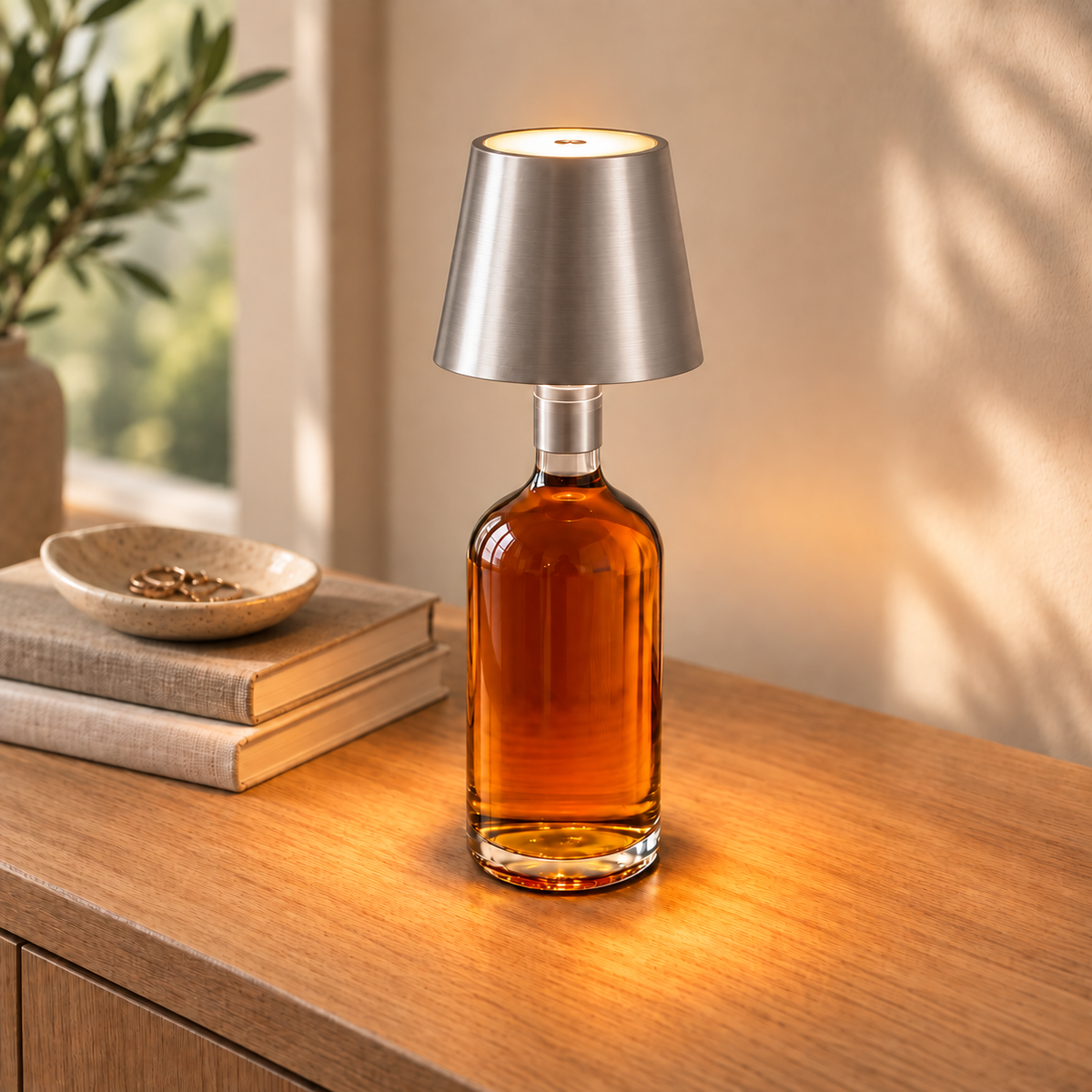 Wireless Bottle Lamp with Touch-Dimmable Atmosphere Light