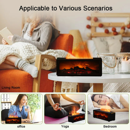 FlameScape Smart Humidifier & Essential Oil Diffuser – Realistic LED Fireplace Ambiance