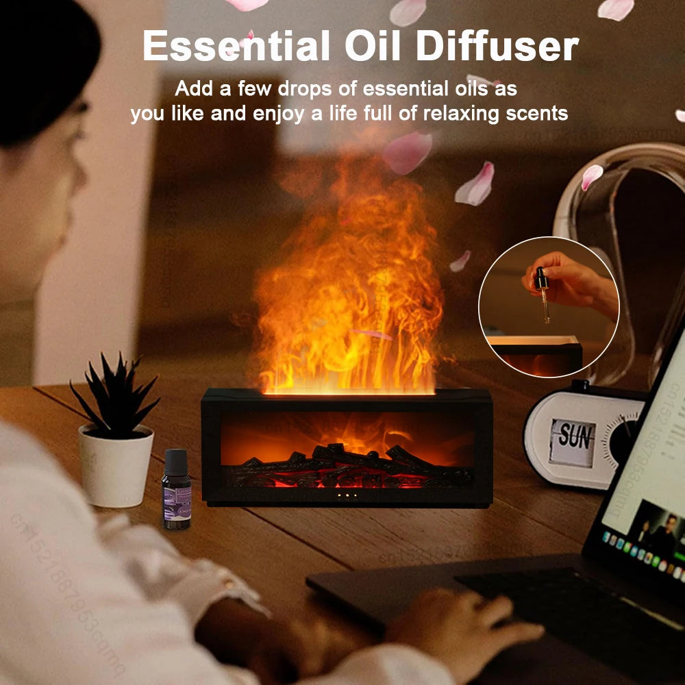 FlameScape Smart Humidifier & Essential Oil Diffuser – Realistic LED Fireplace Ambiance