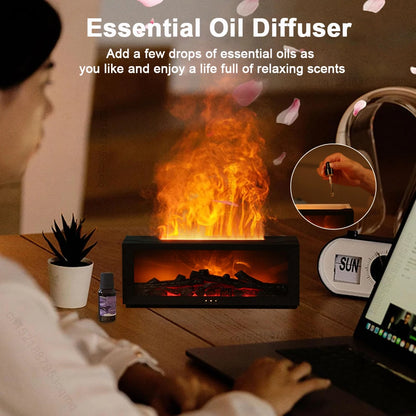 FlameScape Smart Humidifier & Essential Oil Diffuser – Realistic LED Fireplace Ambiance
