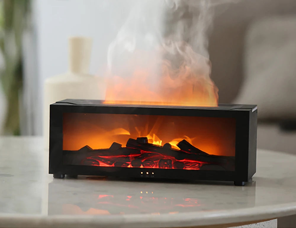 FlameScape Smart Humidifier & Essential Oil Diffuser – Realistic LED Fireplace Ambiance