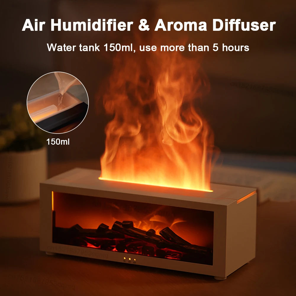 FlameScape Smart Humidifier & Essential Oil Diffuser – Realistic LED Fireplace Ambiance