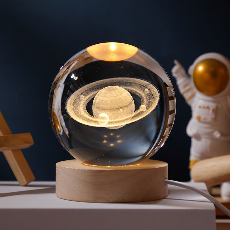 3D Solar System Crystal Ball — LED Illuminated Desk Ornament