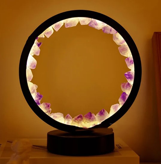 Crystal Gemstone LED Lamp — Amethyst, Rose Quartz & More