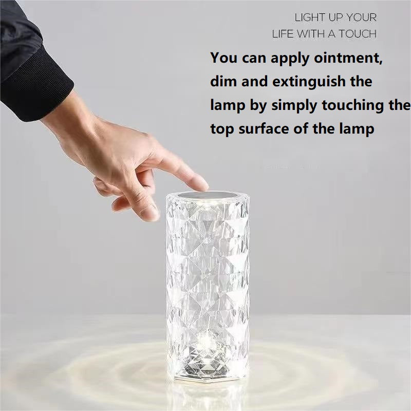 Crystal Rose LED Lamp — Touch Control Colour Changing Light