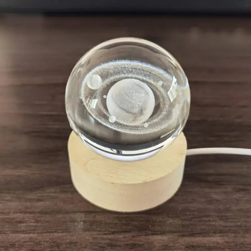 3D Solar System Crystal Ball — LED Illuminated Desk Ornament