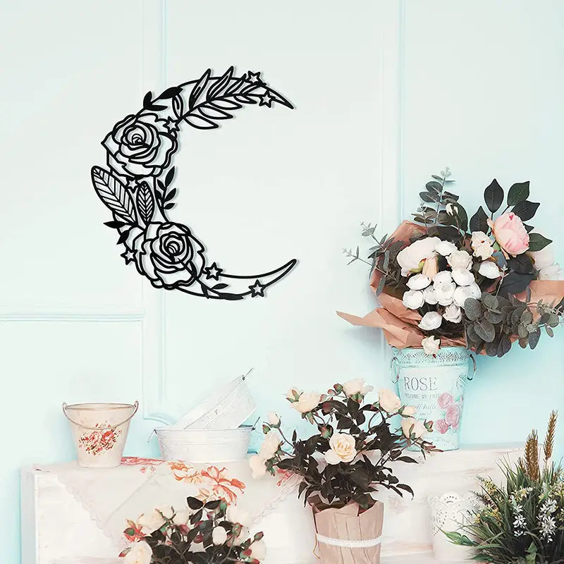 Boho Moon Phase Metal Wall Art — Celestial Home Decor