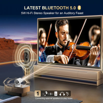 CineDream HD Smart Projector — Portable Home Cinema with Free Wireless Earbuds