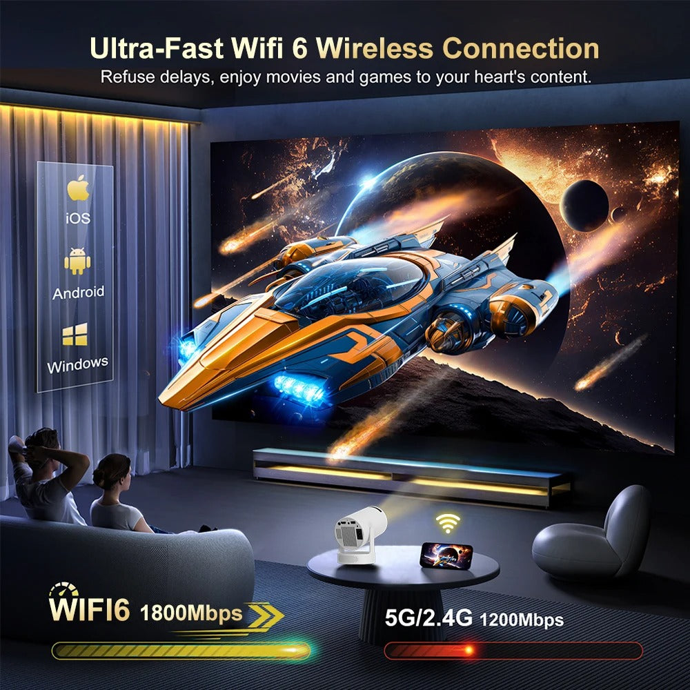 CineDream HD Smart Projector — Portable Home Cinema with Free Wireless Earbuds