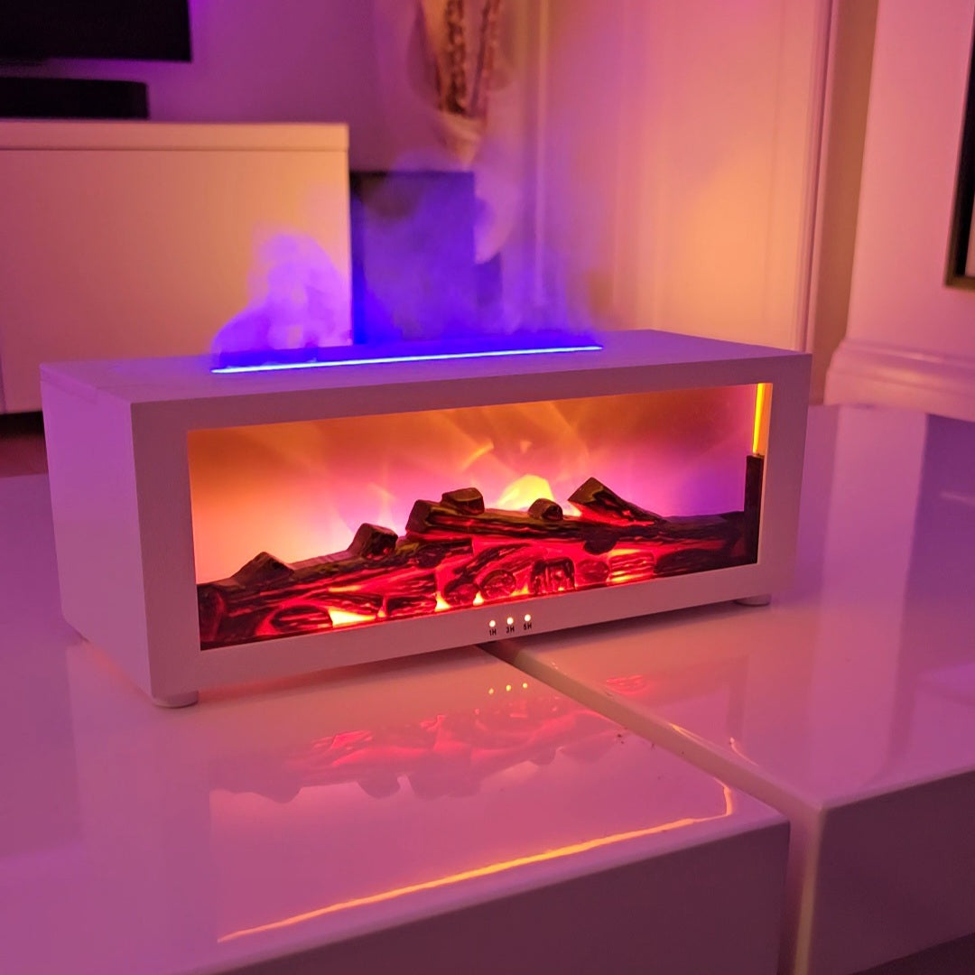 FlameScape Smart Humidifier & Essential Oil Diffuser – Realistic LED Fireplace Ambiance