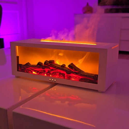 FlameScape Smart Humidifier & Essential Oil Diffuser – Realistic LED Fireplace Ambiance
