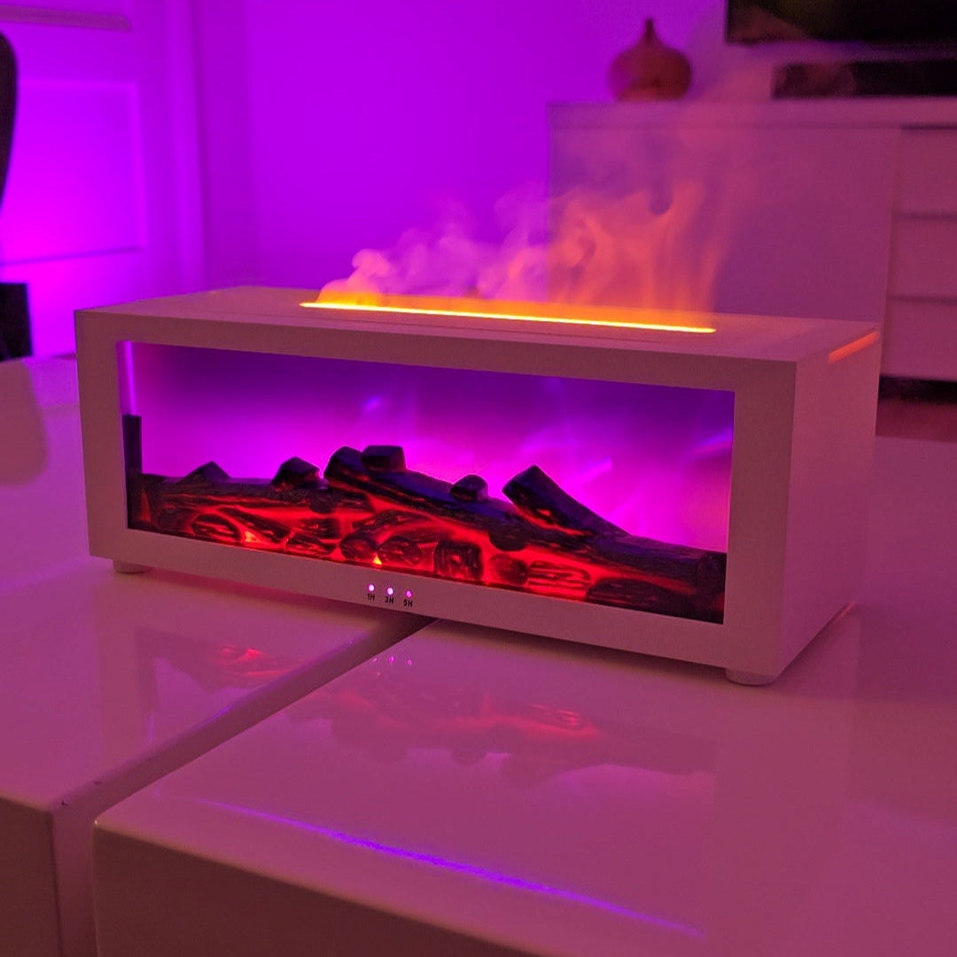 FlameScape Smart Humidifier & Essential Oil Diffuser – Realistic LED Fireplace Ambiance